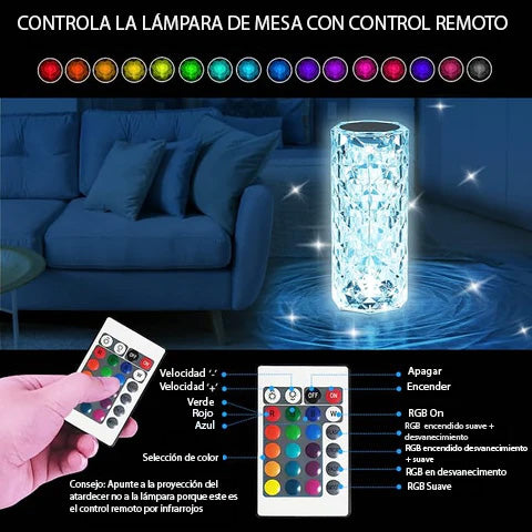 Lámpara de cristal animada RGB