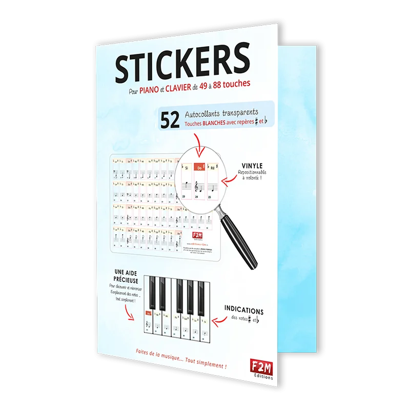 STICKERS POUR PIANO ET CLAVIER DE 49 A 88 TOUCHES Expédié Aujourd'hui