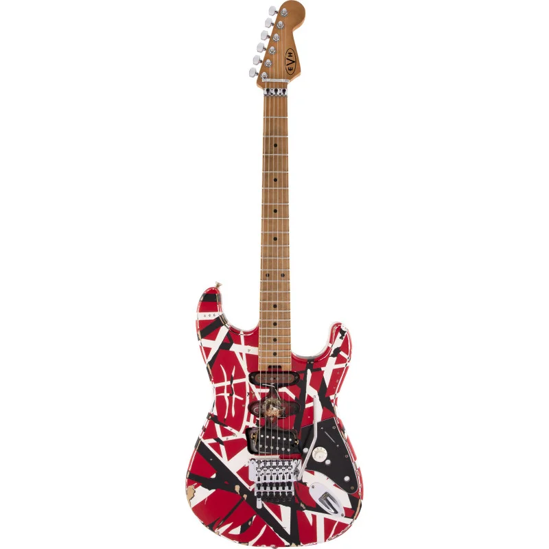Populaire EVH STRIPED FRANKENSTEIN FRANKIE MN RED WITH BLACK STRIPES RELIC