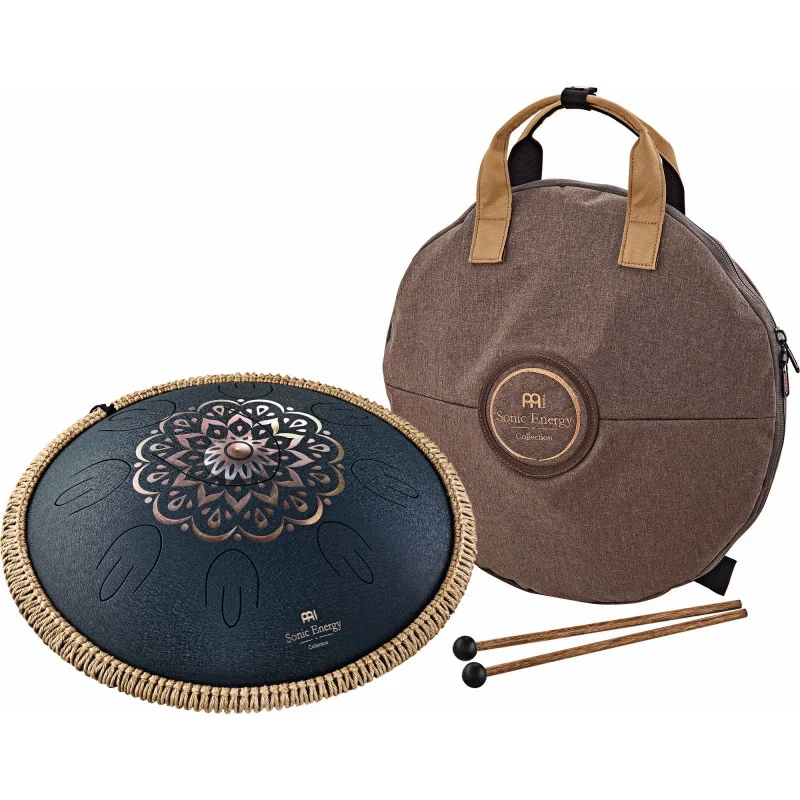 MEINL OCTAVE STEEL TONGUE DRUM 16/40CM NAVY BLUE ENGRAVED FLORAL DESI Achat Immédiat