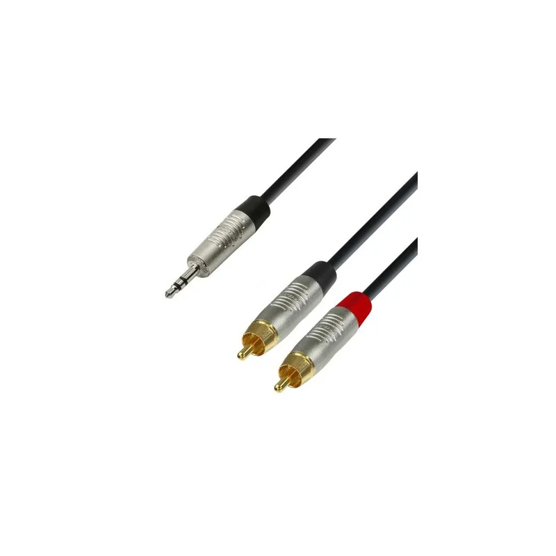 ADAM HALL Y-CABLE REAN 2 X RCA TO MINIJACK TRS 3 M Réduction