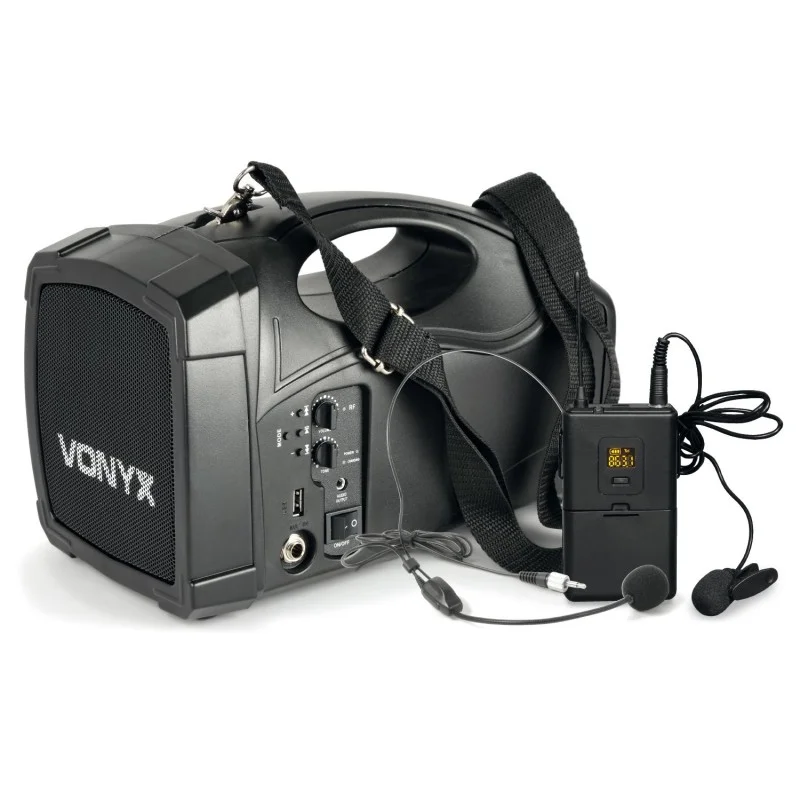 Authentique VONYX PORTE VOIX À BANDOULIÈRE SUR BATTERIE + 1 MICRO POCKET VHF