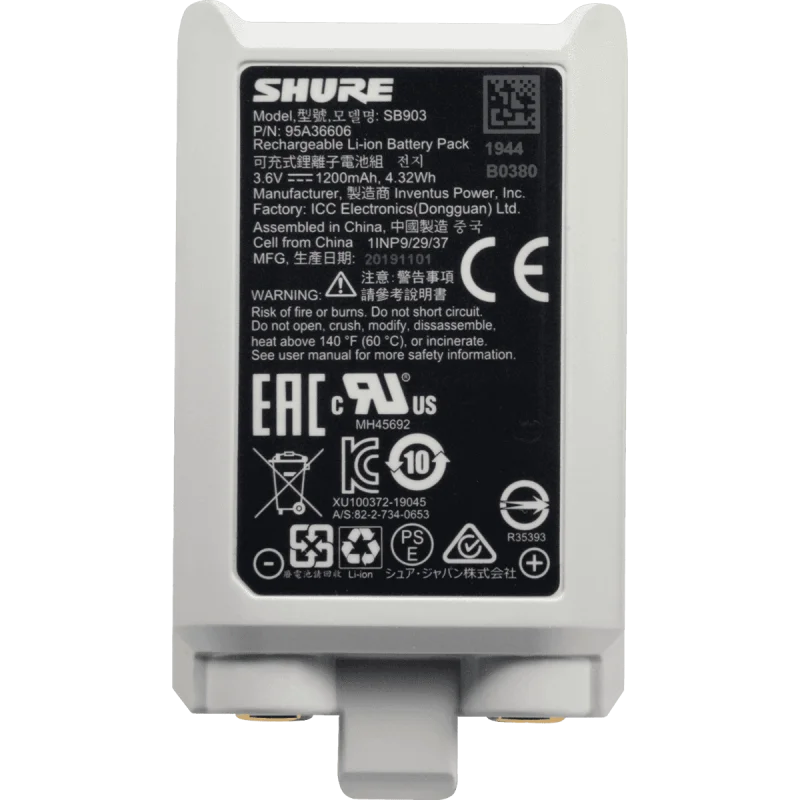 SHURE ACCUS RECHARGEABLE SB903 Affaire À Saisir