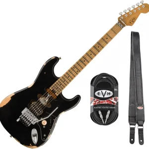 Commander Vite Evh Frankenstein Relic + Premium Cable 20 ft + Premium Leather Strap - black