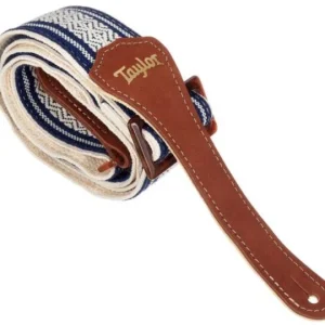 Taylor Academy Jacquard Leather Guitar Strap 4006-20 - White/Blue Livraison Express
