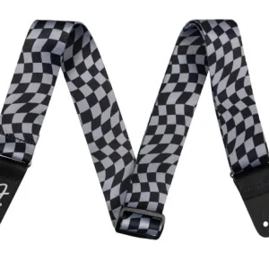 Quantité Limitée Fender SANGLE POLY WAVY CHECKER GRIS