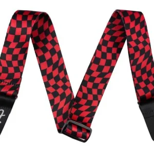 Expédition Rapide Fender SANGLE POLY WAVY CHECKER ROUGE