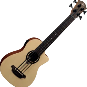 Promotion Saisonnière Lag Tiki TKB150FCE Mini Bass Fretless +Bag - natural