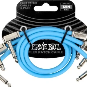 Ernie ball Câble de patch Flex 30cm - Pack de 3 Bleu Produit De Marque