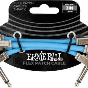 Livraison Express Ernie ball Câble de patch Flex 7,5cm - Pack de 3 Bleu