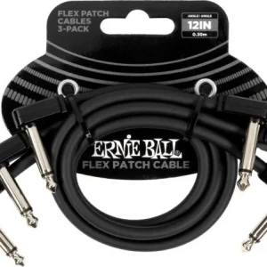 Dernière Chance Ernie ball Câble de patch Flex 30cm - Pack de 3 Noir