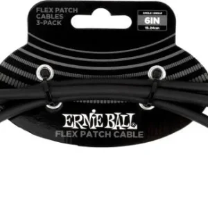 Pas Cher Ernie ball Câble de patch Flex 15cm - Pack de 3 Noir