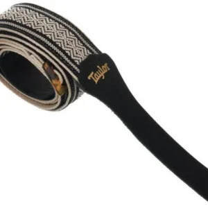 Vente Directe Taylor Academy Jacquard Leather Guitar Strap 4004-20 - White/Black