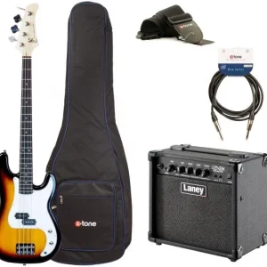 Eastone PRB +LANEY LX15B +CABLE +HOUSSE +COURROIE + Housse basse éco - 3 tone sunburst Dernier Modèle