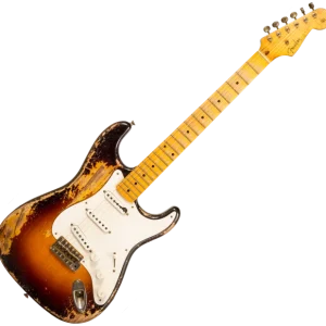 Commander Vite Fender Custom Shop 70th Anniversary 1954 Stratocaster Masterbuilt Andy Hicks 4681 - super heavy relic 2-color sunburst