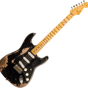 Fender Custom Shop Poblano Stratocaster CZ579424 - super heavy relic black Jusqu'à Épuisement Des Stocks