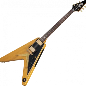 Vente Directe Gibson Custom Shop 1958 Korina Flying V Reissue (Black Pickguard) - vos natural