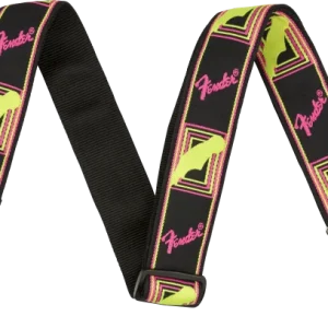 Prix Choc Fender Neon Monogrammed Guitar Strap - Yellow/Pink