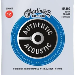 Martin MA190 Acoustic Guitar 12-String Set Authentic SP 80/20 Bronze 6-String Set Authentic SP 80/20 Bronze 12-54 Paiement Sécurisé