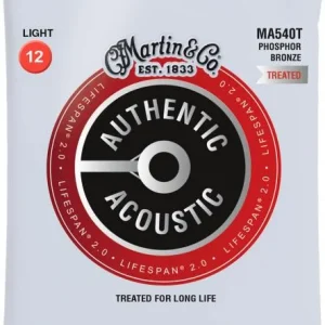 Martin MA540T Acoustic Guitar 6-String Set Authentic Lifespan 2.0 92/8 Phosphor Bronze 12-54 - jeu de 6 cordes Produit De Marque