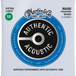 Nouveauté Martin MA500 Acoustic Guitar 12-String Set Authentic SP 80/20 Bronze 6-String Set Authentic SP 80/20 Bronze 10-47 - jeu de 12 cordes