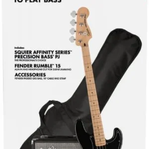 Squier Affinity Series Precision Bass PJ Pack - black Commander Maintenant