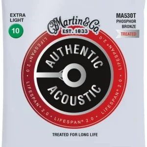 Martin MA530T Acoustic Guitar 6-String Set Authentic Lifespan 2.0 92/8 Phosphor Bronze 10-47 - jeu de 6 cordes Meilleur Prix