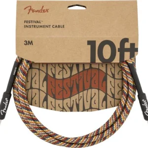 Commander Vite Fender Festival Pure Hemp Instrument Cable, Straight/Straight, 10ft - Rainbow