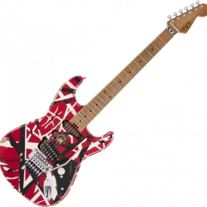 Evh Striped Series Frankenstein Frankie - red with black & white stripes Satisfait Ou Remboursé