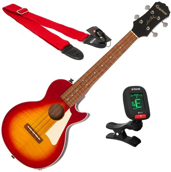 Commander Vite Epiphone Les Paul Tenor Acoustic/Electric Ukulele + X-Tone Accessories