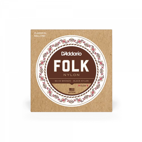 D‘addario EJ34 Folk (6) 80/20 Bronze Wrap, Nylon Core - jeu de 6 cordes Acheter Direct