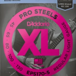 D‘addario EPS170-5 Electric Bass 5-String Set ProSteels Round Wound Long Scale 45-130 - jeu de 5 cordes Expédié Aujourd'hui
