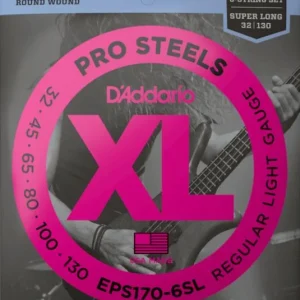 Certifié D‘addario EPS170-6SL Electric Bass 6-String Set ProSteels Round Wound Super Long Scale 30-130 - jeu de 6 cordes