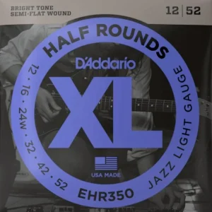 Commander Maintenant D‘addario EHR350 Half Round Jazz Electric Guitar Strings 12-52 - jeu de 6 cordes