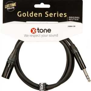 X-tone X3009-1.5M XLR(M) / JACK(M) 6.35 TRS X3009-1.5M XLR(M) / JACK(M) 6.35 TRS Golden Series Satisfait Ou Remboursé