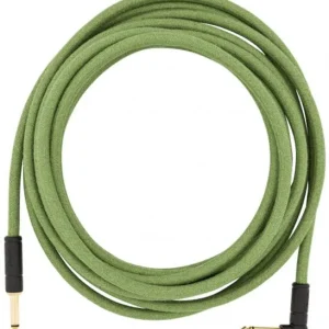 Top Vente Fender Festival Pure Hemp Instrument Cable, Straight/Angle, 18.6ft - Green