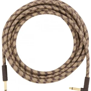 Must-Have Fender Festival Pure Hemp Instrument Cable, Straight/Angle, 18.6ft - Brown Stripe
