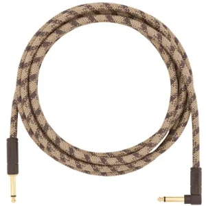 Fender Festival Pure Hemp Instrument Cable, Straight/Angle, 10ft - Brown Stripe Marque
