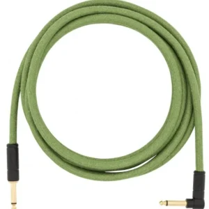 Fender Festival Pure Hemp Instrument Cable, Straight/Angle, 10ft - Green Pas Cher