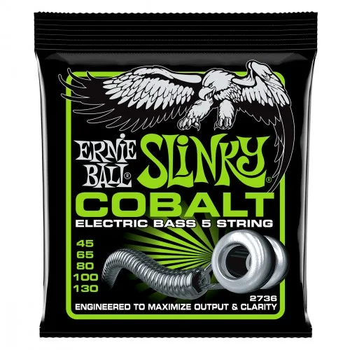 Offre Du Jour Ernie ball Bass (5) 2736 Slinky Cobalt 45-130 - jeu de 5 cordes