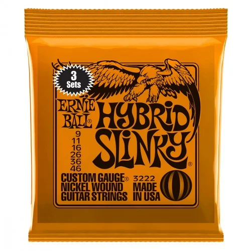 Super Prix Ernie ball Electric (3x SET) 3222 Hybrid Slinky 9-46 - jeu de 6 cordes