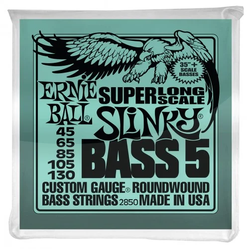 Prix Bas Ernie ball P02850 5-String Slinky Nickel Wound Super Long Scale Electric Bass Strings 45-130 - jeu de 5 cordes