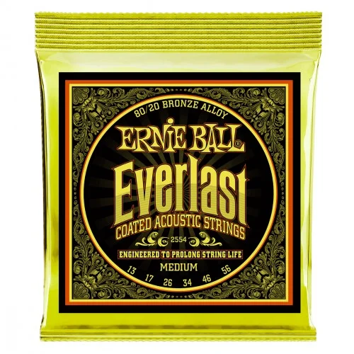 Populaire Ernie ball Folk (6) 2554 Everlast Coated 80/20 Bronze 13-56 - jeu de 6 cordes
