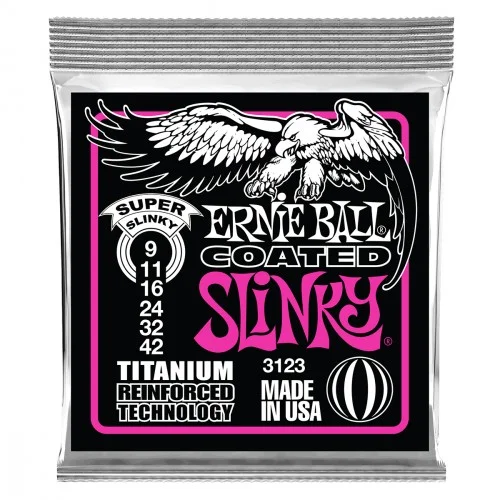 Achat Immédiat Ernie ball Electric (6) Coated Titanium Super Slinky 9-42 - jeu de 6 cordes