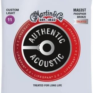 Martin MA535T Acoustic Guitar 6-String Set Authentic Lifespan 2.0 Phosphor Bronze 11-52 - jeu de 6 cordes Commande En Gros