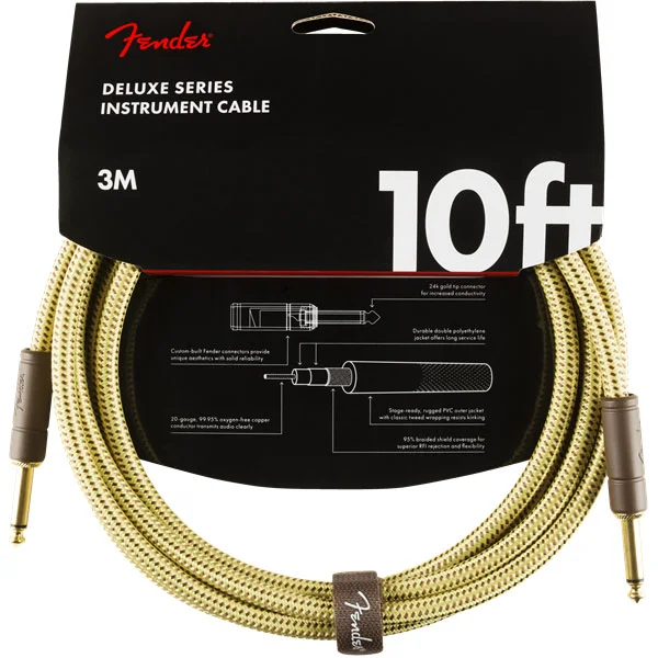 Fender Deluxe Instrument Cable, Straight/Straight, 10ft - Tweed Soldes