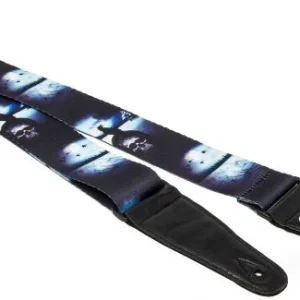 X-tone XG 3104 Nylon Guitar Strap Skull With Crow - Black & Blue Top Vente