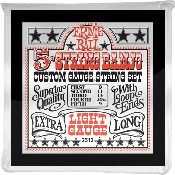 Vente Flash Ernie ball Banjo (5) 2312 Stainless Steel Light 9-9 - jeu de 6 cordes
