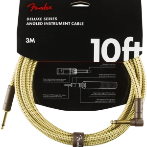 Top Vente Fender Deluxe Instrument Cable, Straight/Angle, 10ft - Tweed