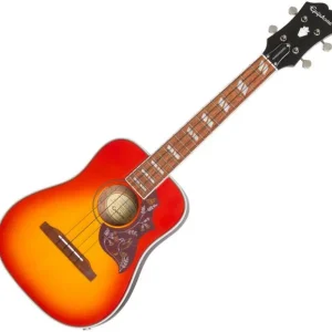 Offre Limitée Epiphone Hummingbird Tenor Acoustic/Electric Ukulele +Bag - faded cherry